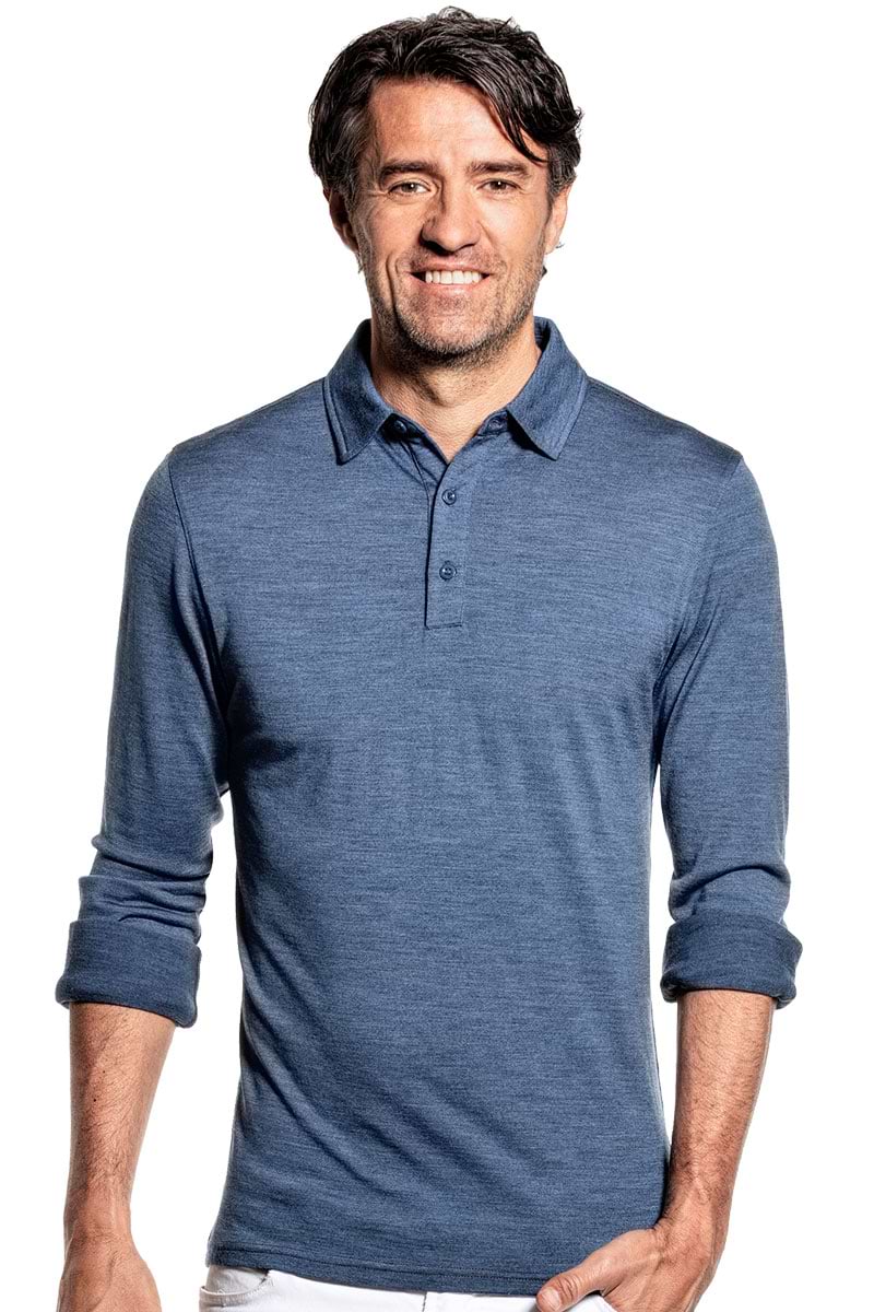 Shirt Polo Long Sleeve Jeans Blue
