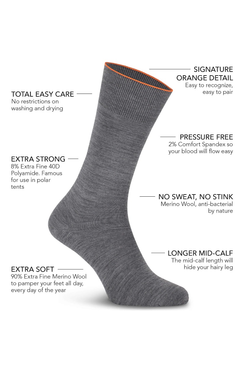 Joe Sock Fine Harvard Grey 3 pack