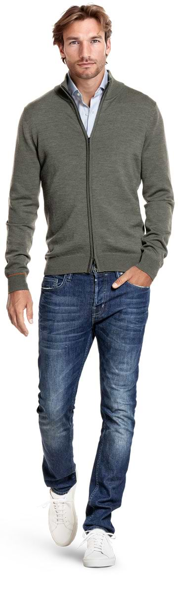 Cardigan 2 Way Zip Joe Merino