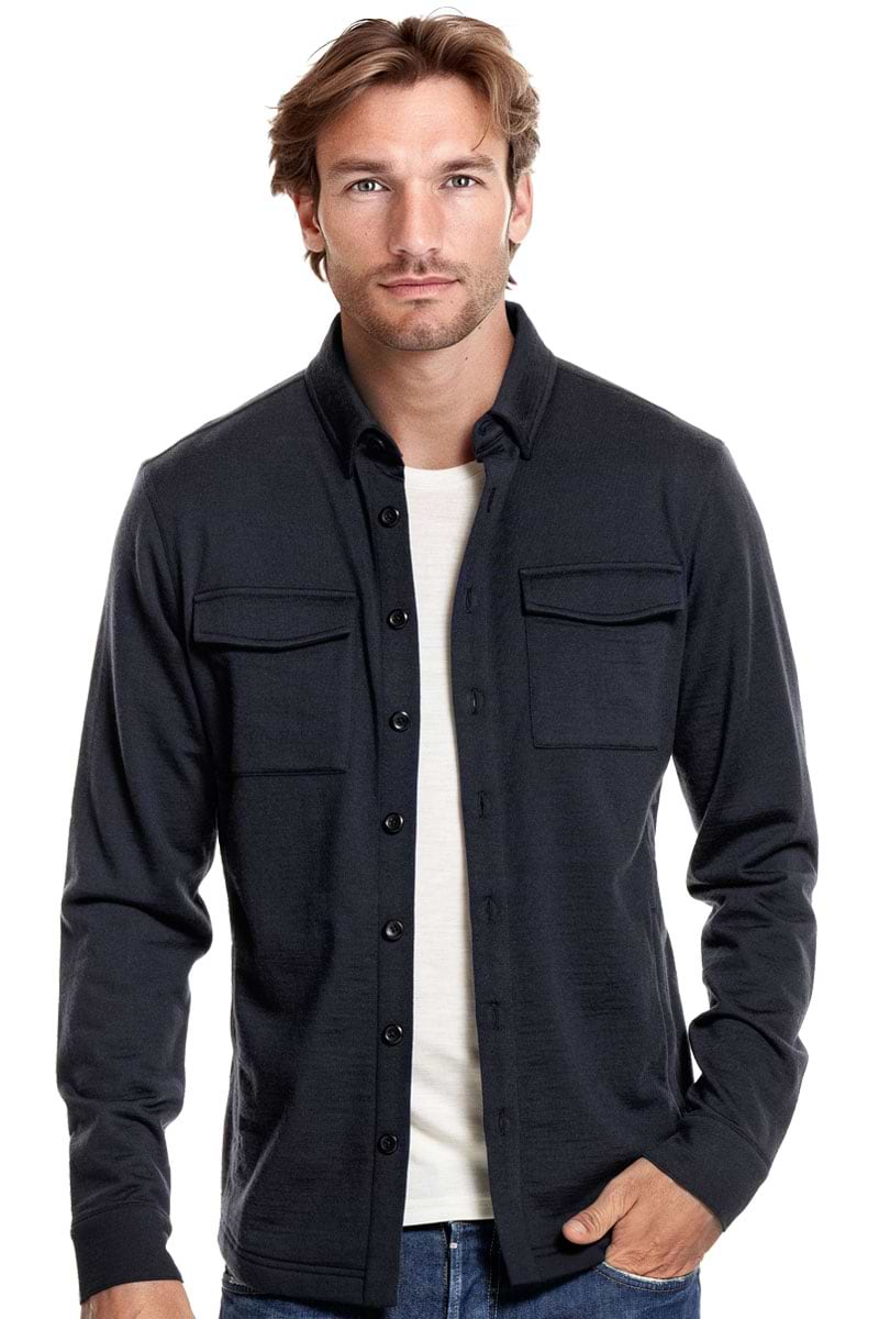 Joe Overshirt Pockets Blue Grey