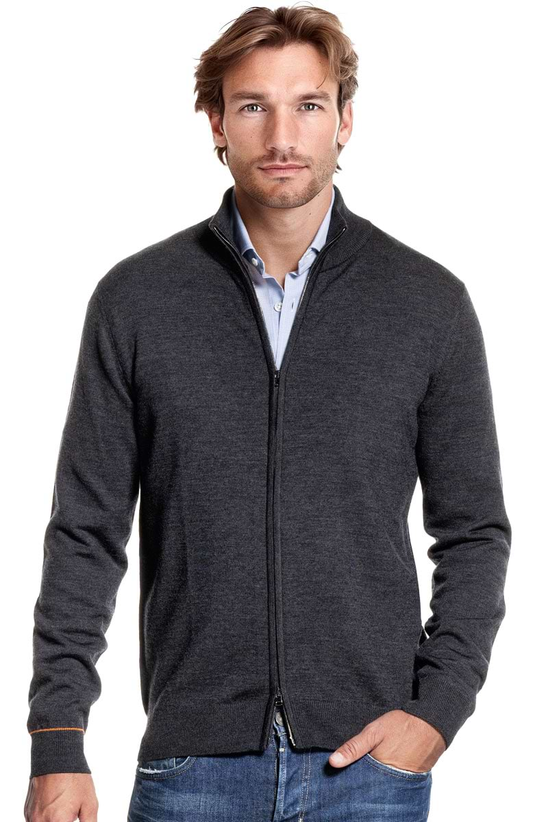 Joe Cardigan 2-Way Zip Antracite Grey