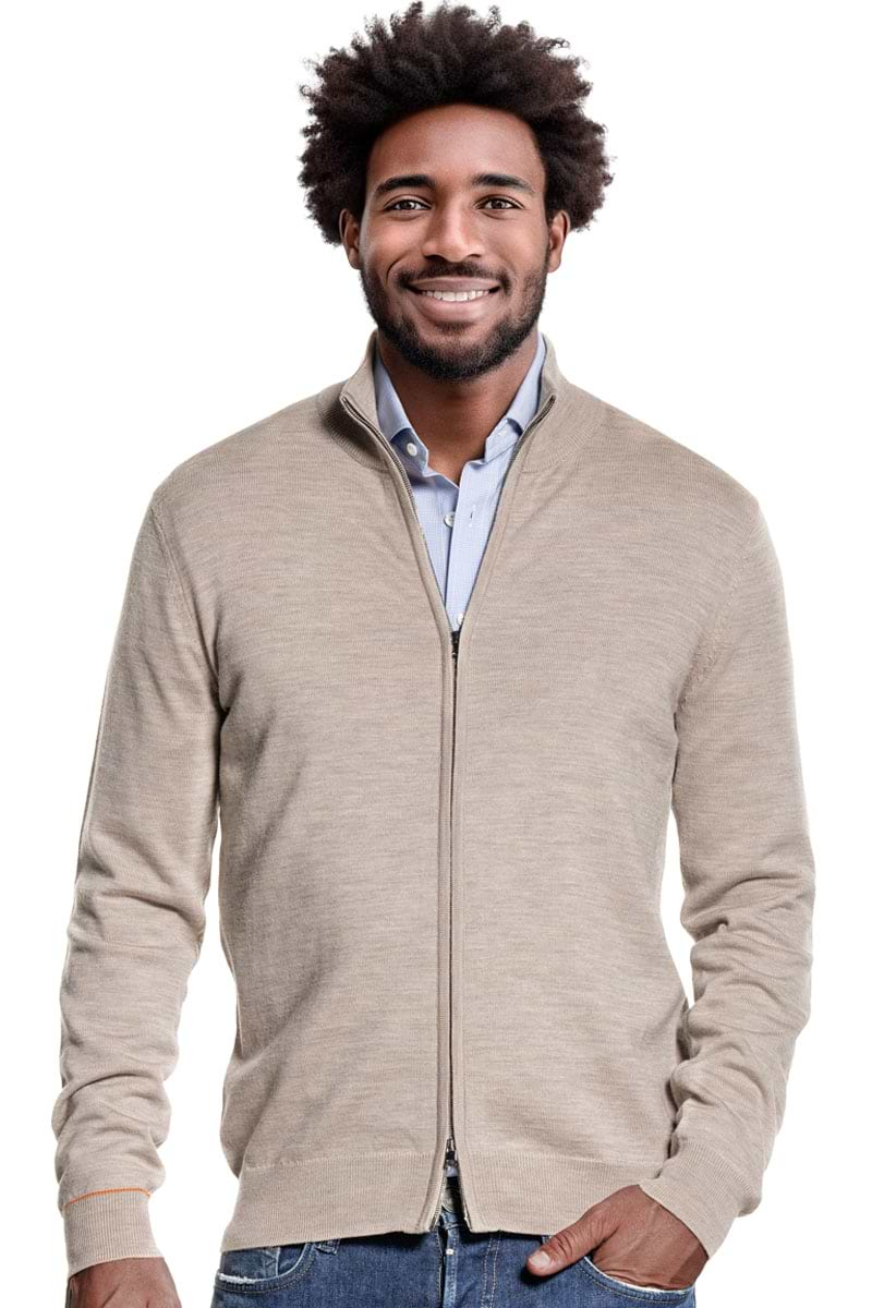 Joe Cardigan 2-Way Zip Desert Beige