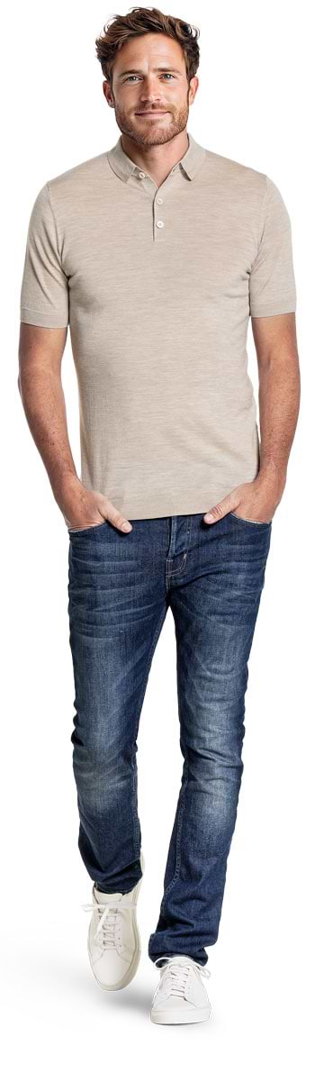Riva Buttons Short Sleeve Limestone Beige