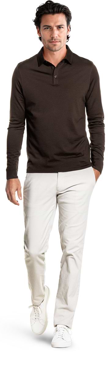 Shirt Polo Long Sleeve Very Dark Brown