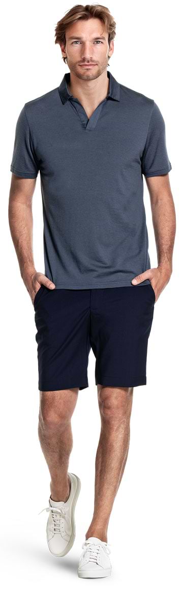 Shirt Polo Short Sleeve No Buttons Dark Steel