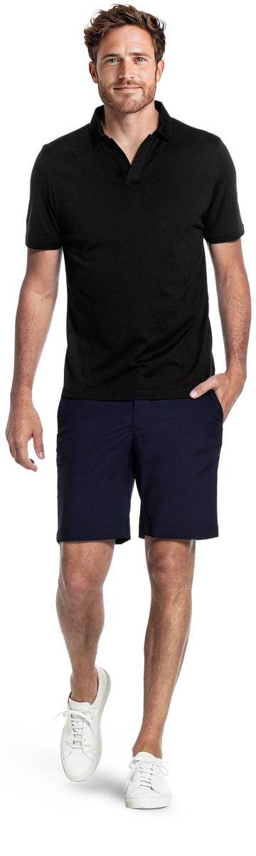 Shirt Polo Short Sleeve No Buttons Deep Black