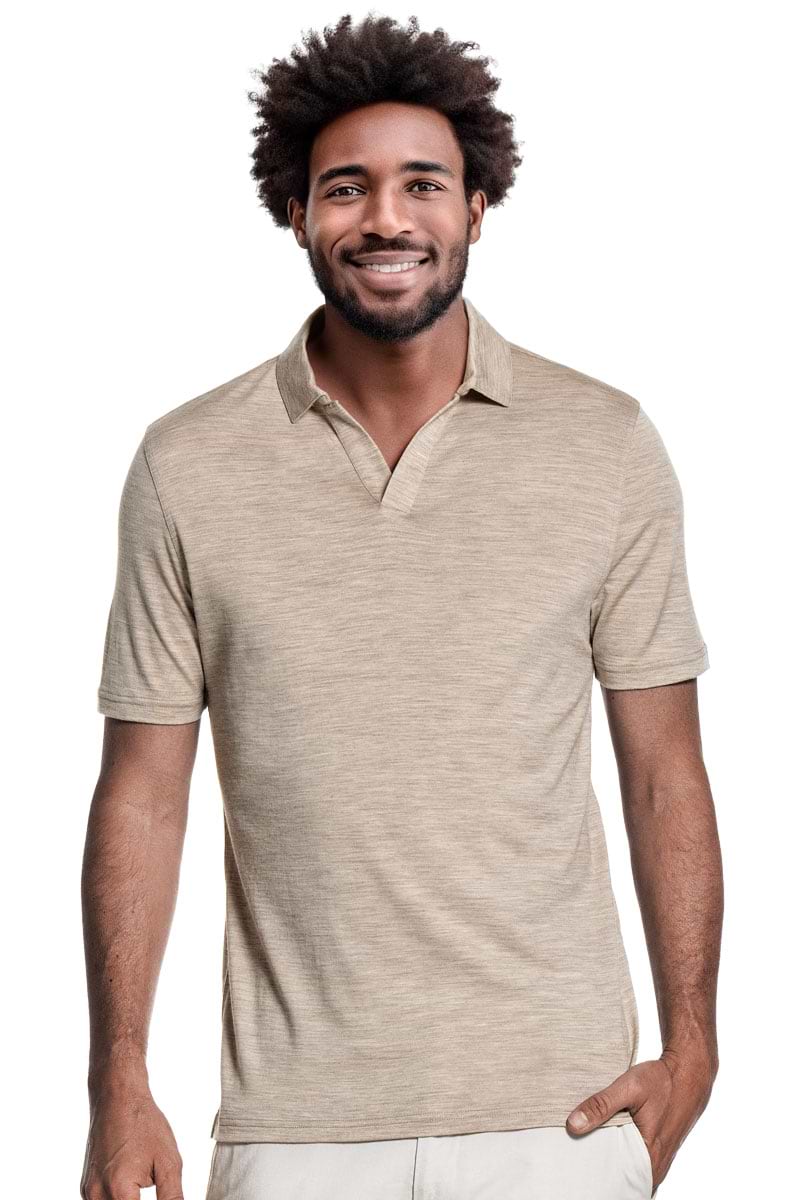 Shirt Polo Short Sleeve No Buttons Desert Beige