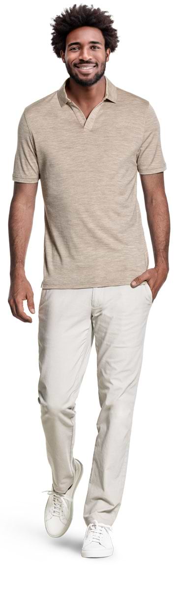 Shirt Polo Short Sleeve No Buttons Desert Beige