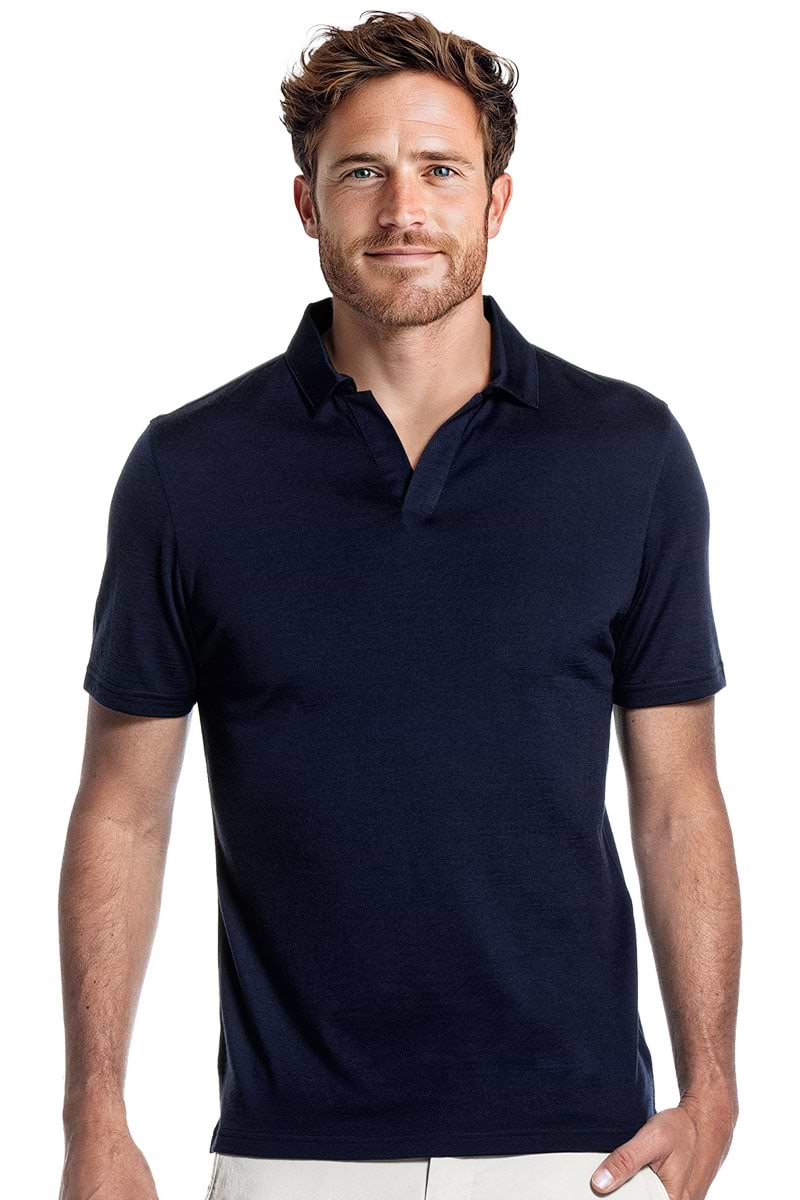 Shirt Polo Short Sleeve No Buttons Navy Blue