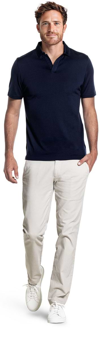 Shirt Polo Short Sleeve No Buttons Navy Blue