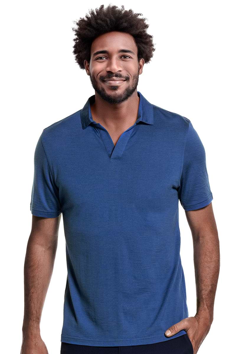 Shirt Polo Short Sleeve No Buttons Royal Blue
