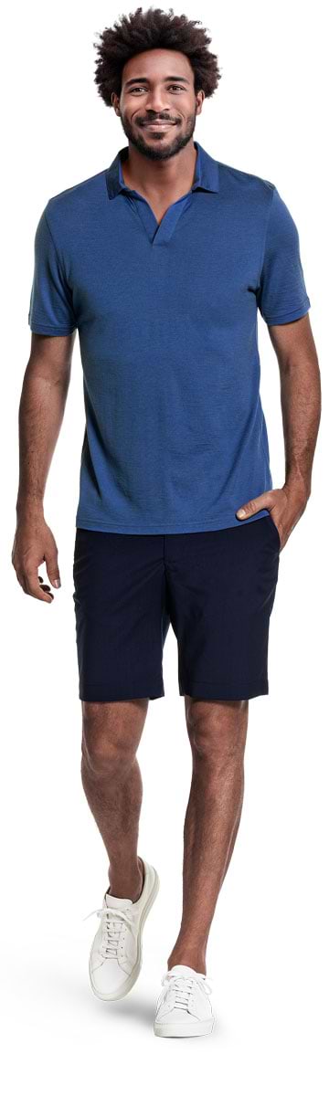 Shirt Polo Short Sleeve No Buttons Royal Blue
