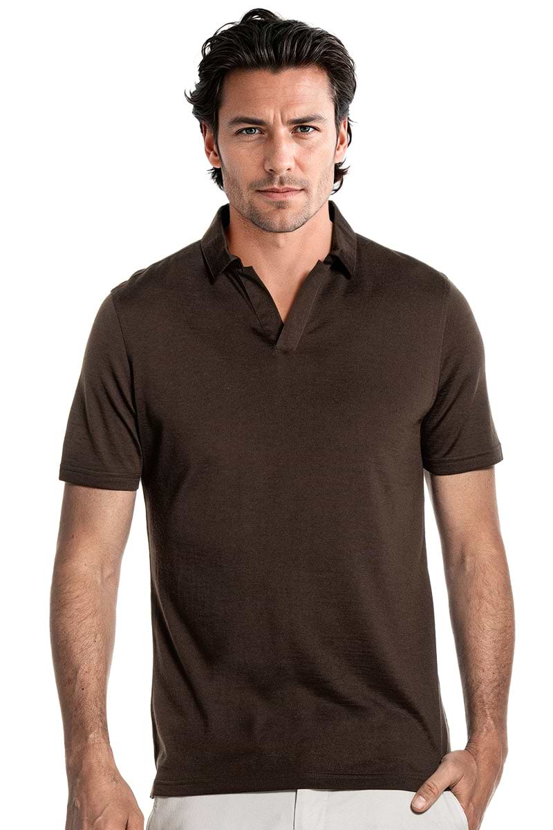Shirt Polo Short Sleeve No Buttons Very Dark Brown