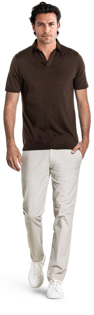 Shirt Polo Short Sleeve No Buttons Very Dark Brown