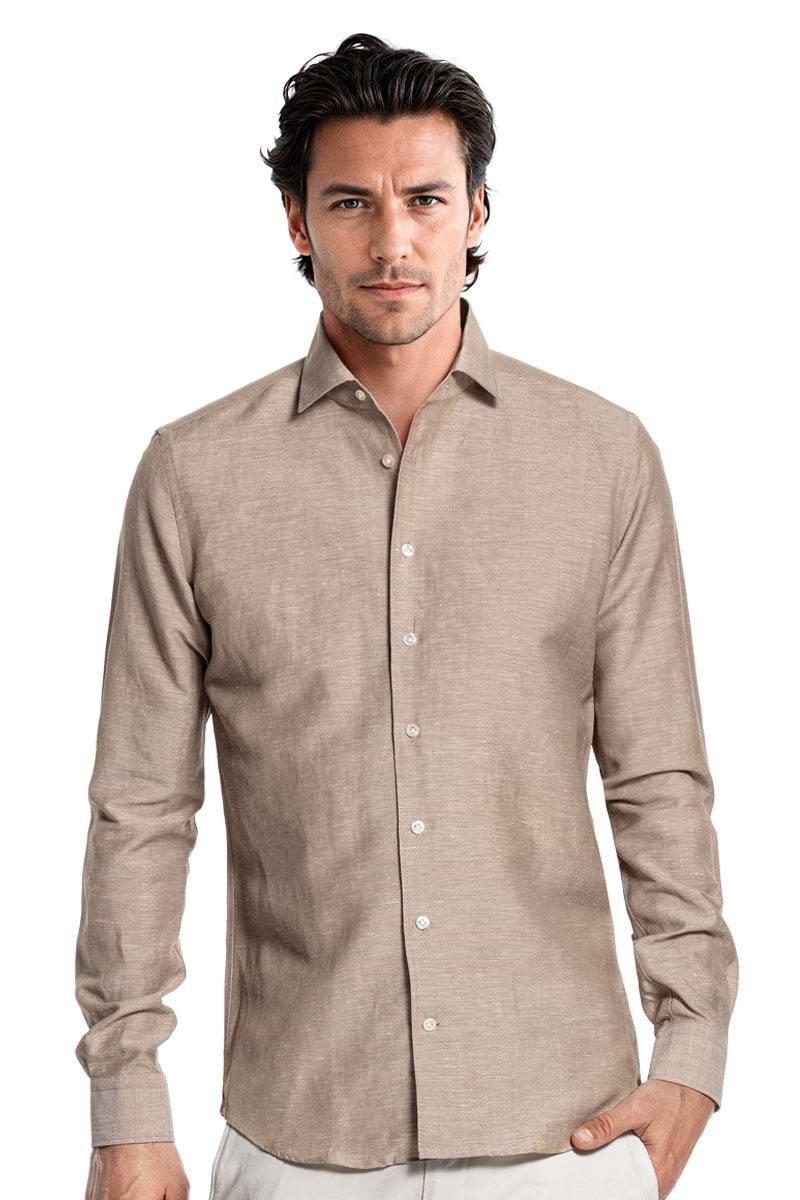 Wool Linen Shirt Meerkat Beige
