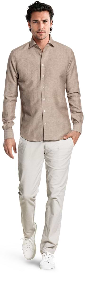 Wool Linen Shirt Meerkat Beige