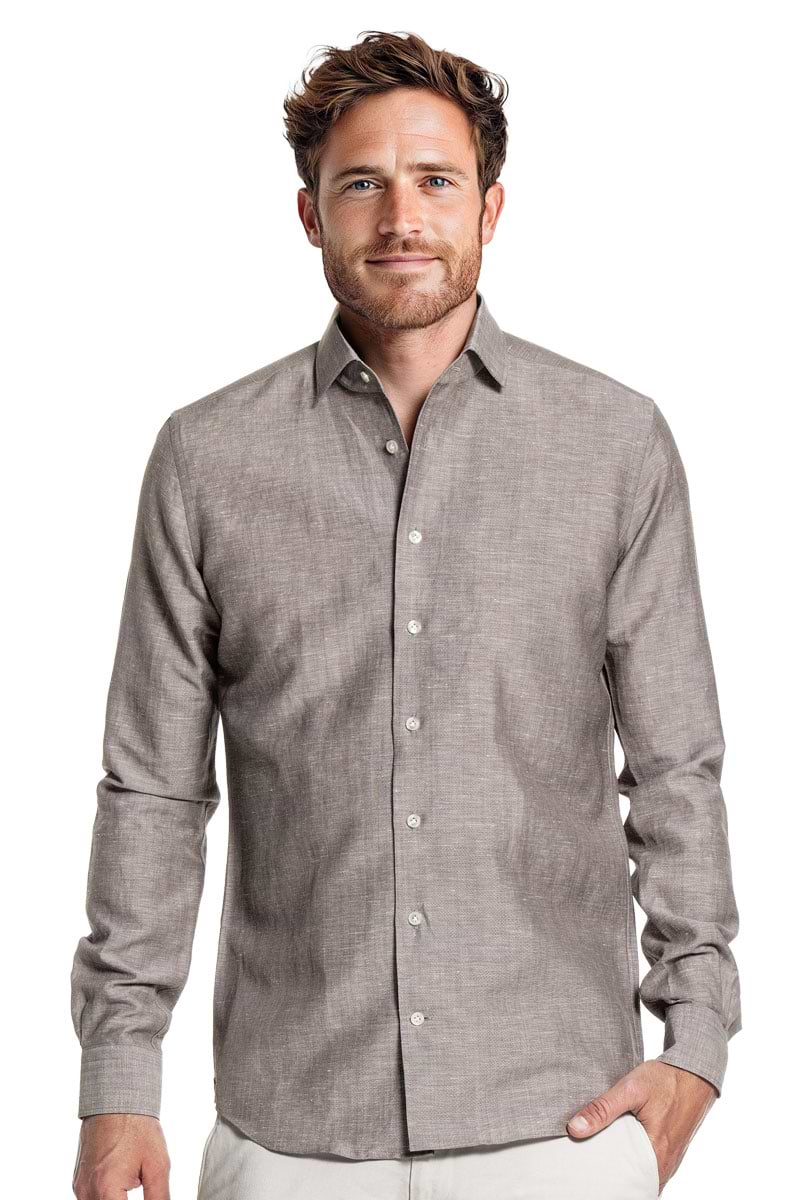 Wool Linen Shirt Muddy Grey