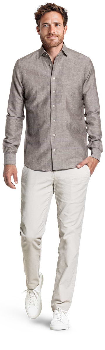 Wool Linen Shirt Muddy Grey