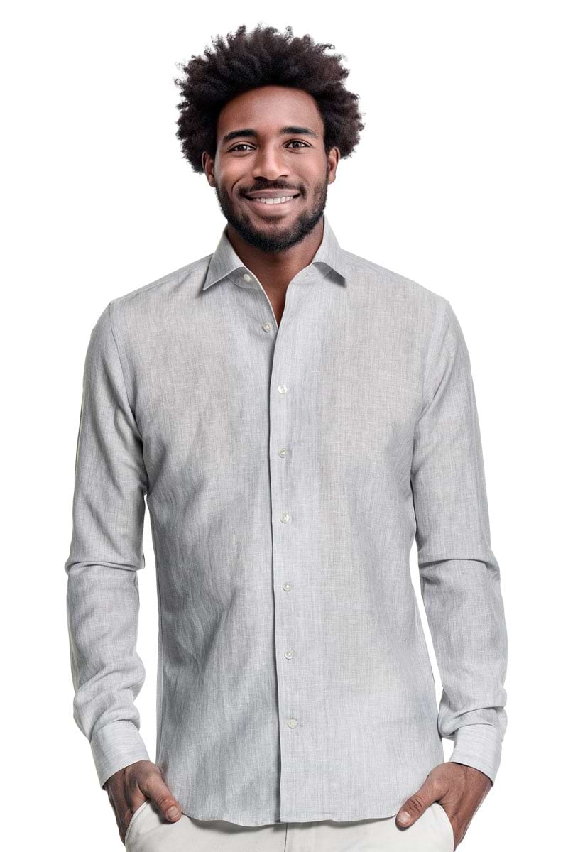 Wool Linen Shirt Stone Grey