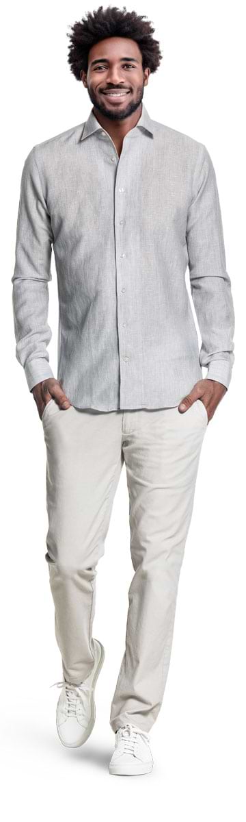 Wool Linen Shirt Stone Grey