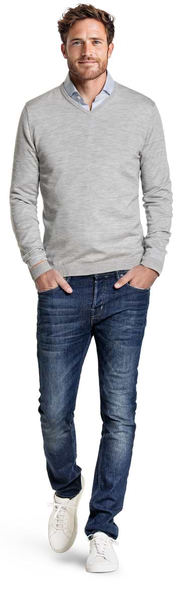 V-Neck Limestone Grey