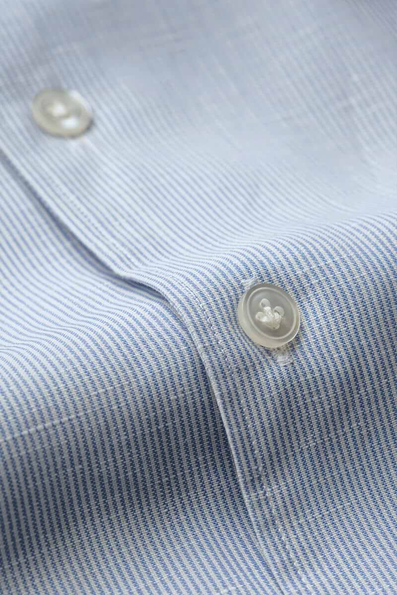 Wool Linen Shirt Stripe Light Blue