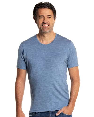 Blauw v-hals t-shirt van merinowol
