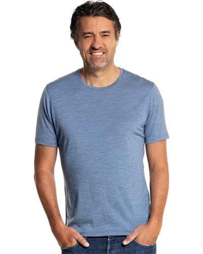 Blauw t-shirt met ronde hals van merinowol