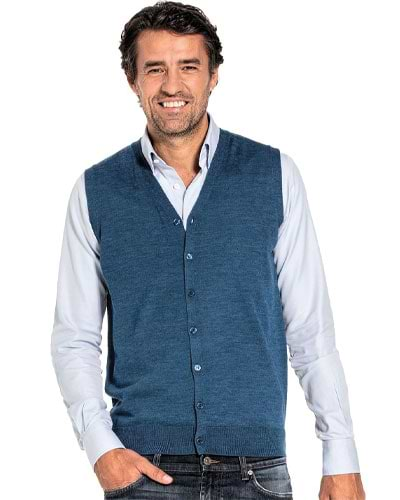 Blauw gilet van merinowol