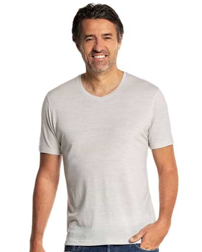 Grijs t-shirt met v-hals van merinowol