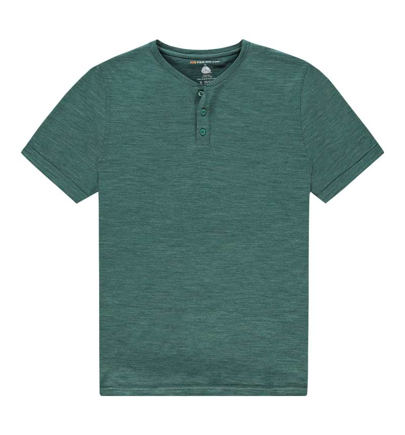 Merino Henley shirt in het groen