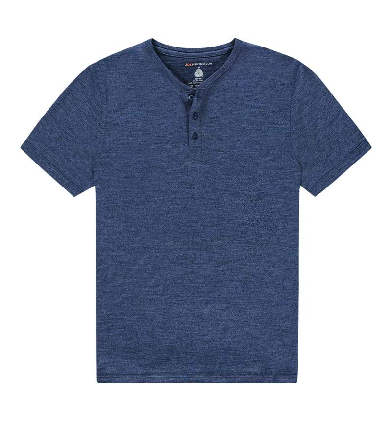 Merino Henley shirt in het blauw