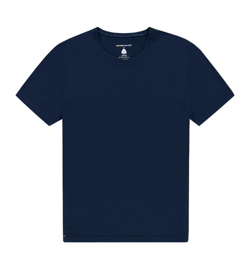 Merino ronde hals T-shirt in het donkerblauw