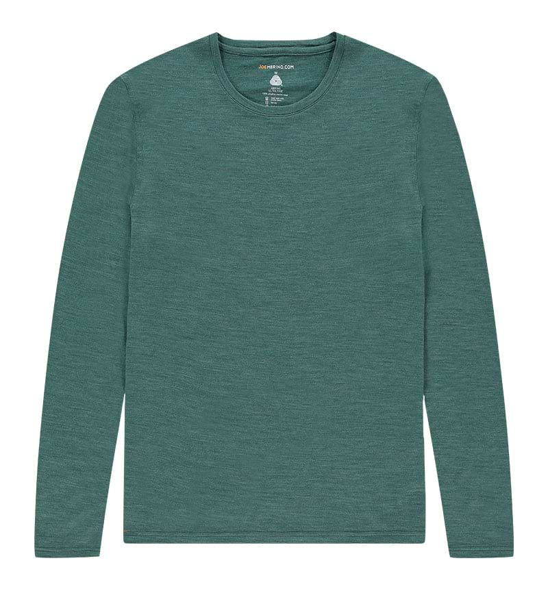 Merino T-shirt met lange mouwen in het groen