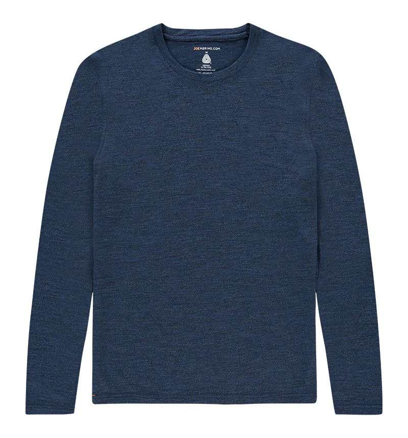 Merino T-shirt met lange mouwen in het blauw