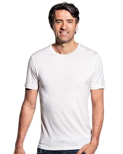 Wit t-shirt met ronde hals van merinowol