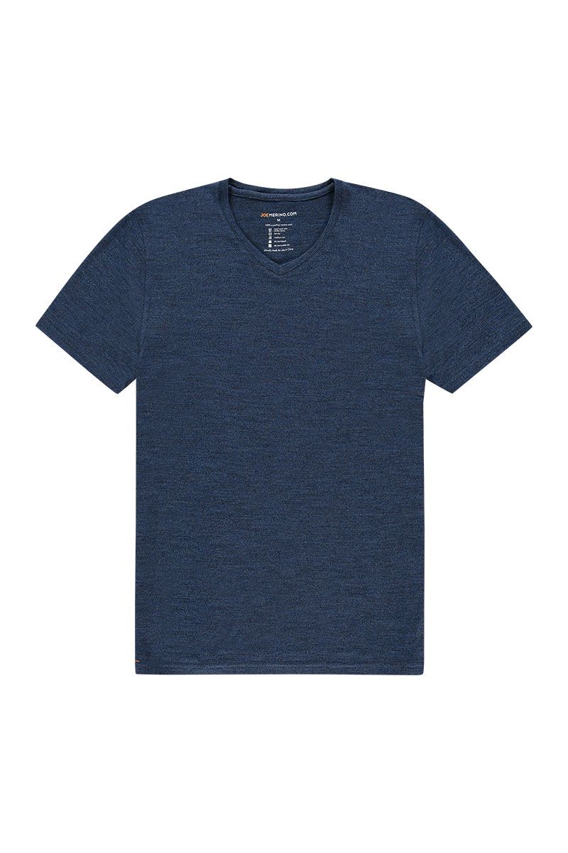 Kortemouwen v-hals t-shirt in het blauw.