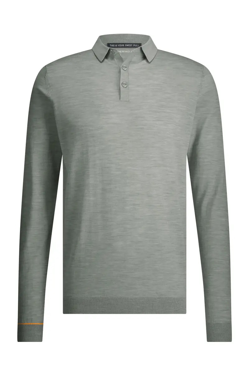 Dünner Pullover für Herren mit Polokragen in Hellgrün
