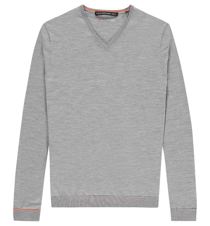 Pullover Extra Langer Arm mit V-Ausschnitt Grau