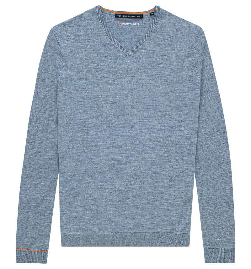 Pullover Extra Langer Arm mit V-Ausschnitt Hellblau