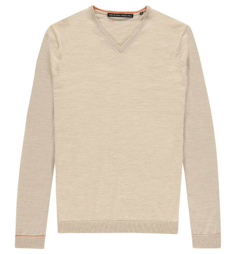 Pullover Extra Langer Arm mit V-Ausschnitt Beige