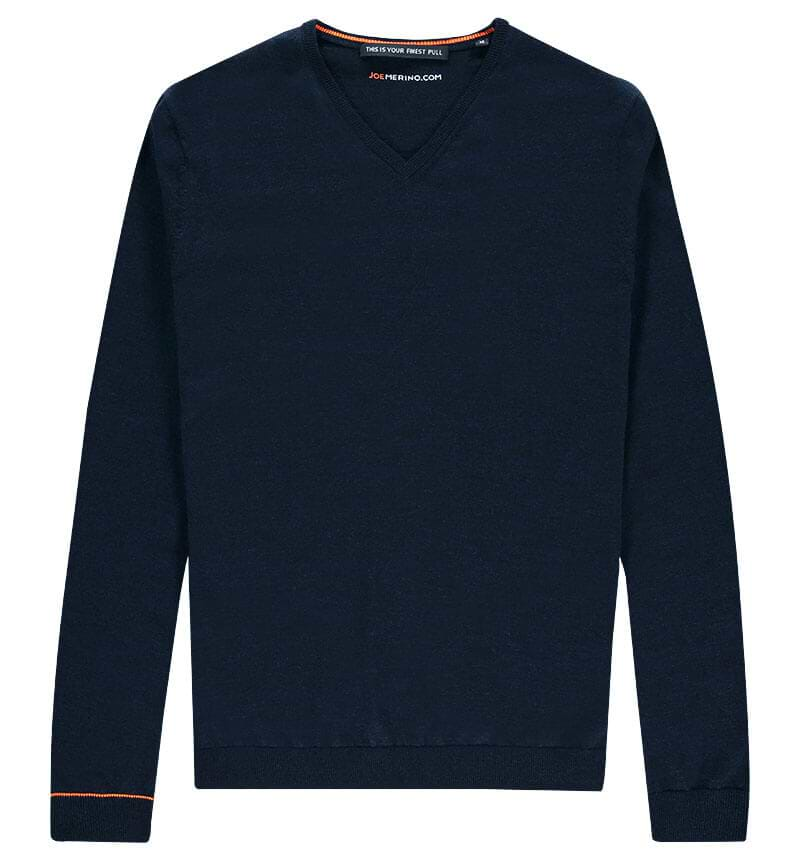 Pullover Extra Langer Arm mit V-Ausschnitt Dunkelblau