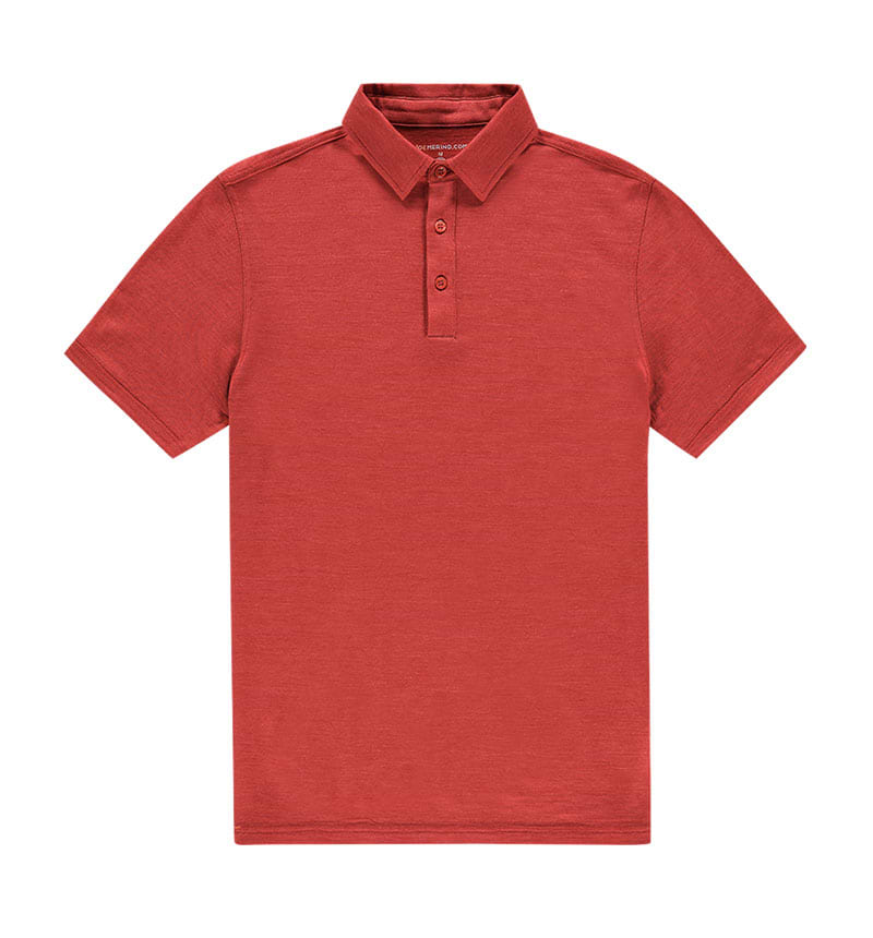 merino wollen polo in het rood