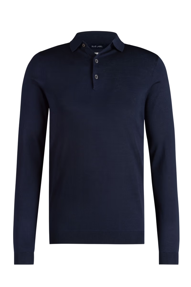 Poloshirt Merinowolle mit Seide und Kaschmir in Dunkelblau