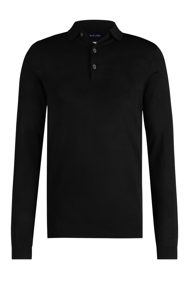 Dünner Pullover für Männer mit Polokragen in Schwarz
