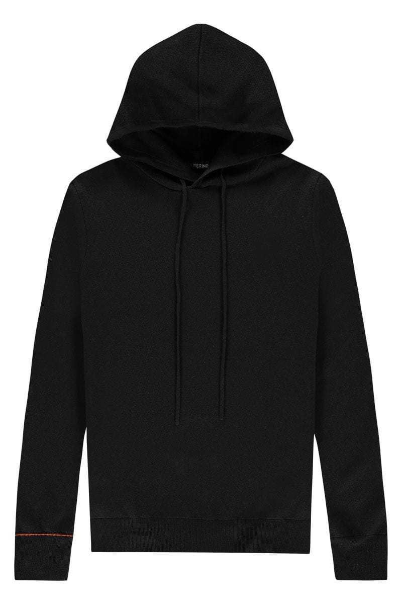 Merino Hoodie Herren schwarz