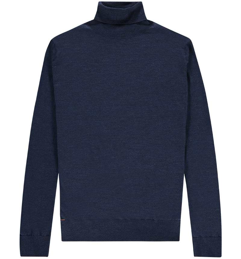 Rollkragenpullover Herren Extra Lang Blau