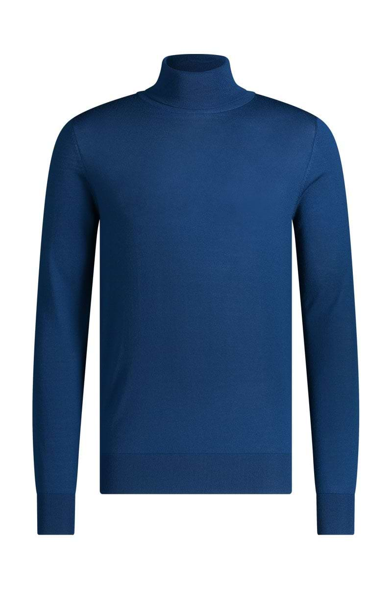 Merinowolle Rollkragenpullover Herren in Knallblau