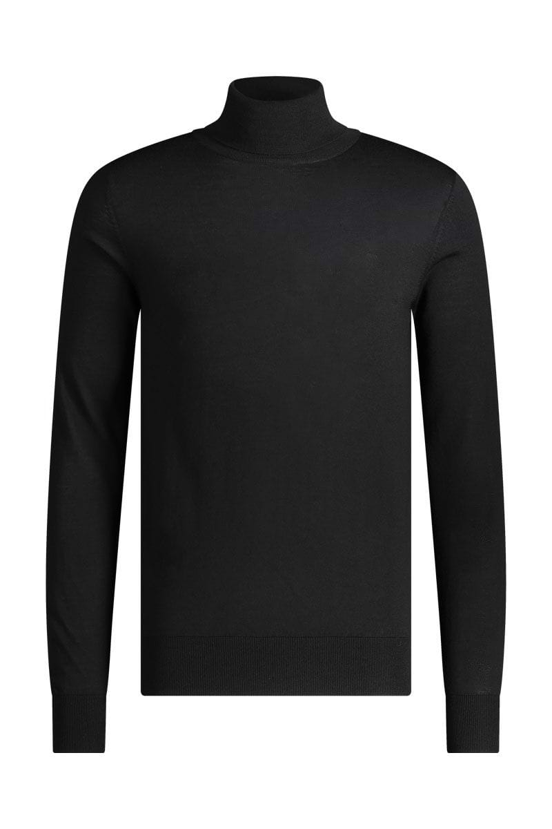 Merinowolle Rollkragenpullover Herren in Schwarz