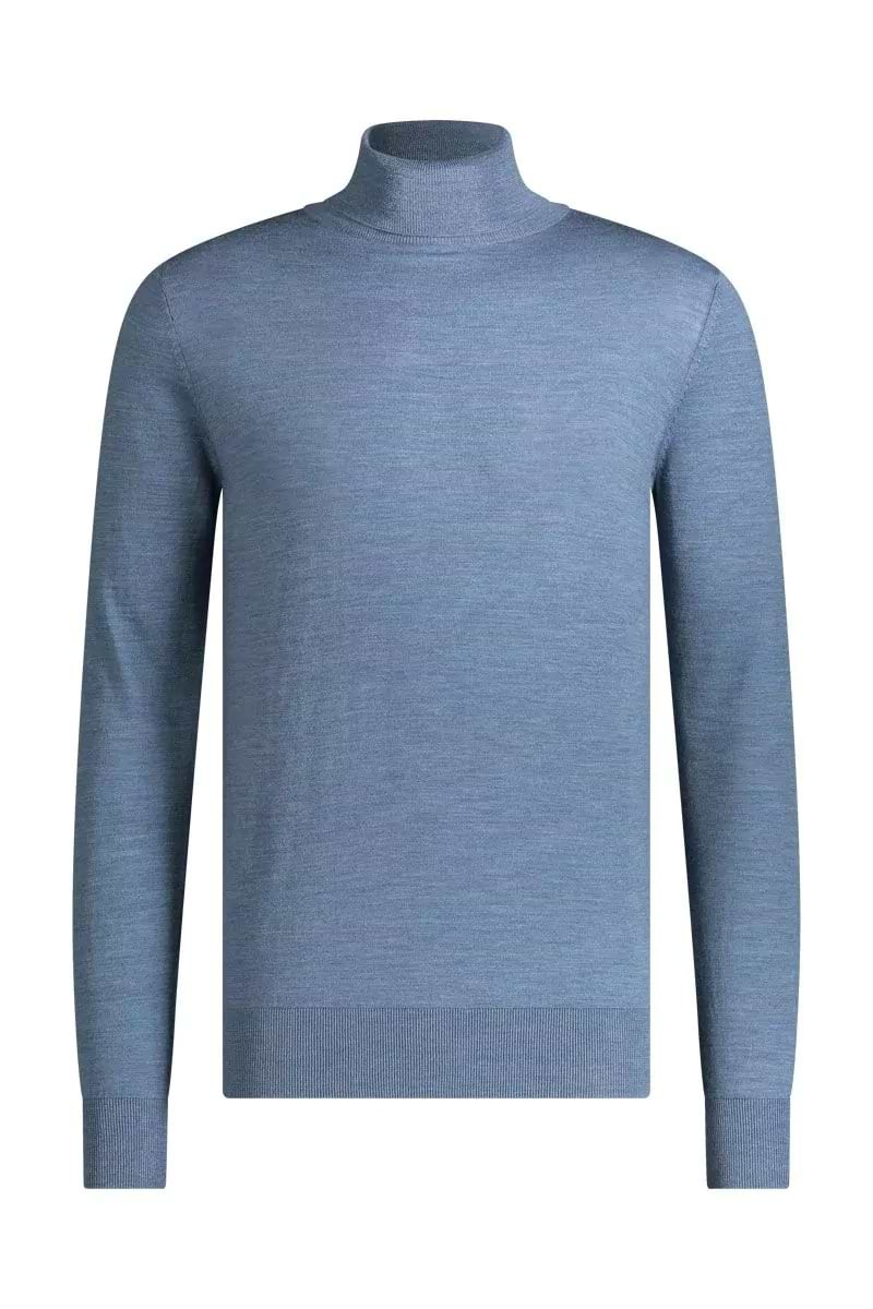 Merinowolle Rollkragenpullover Herren in Hellblau